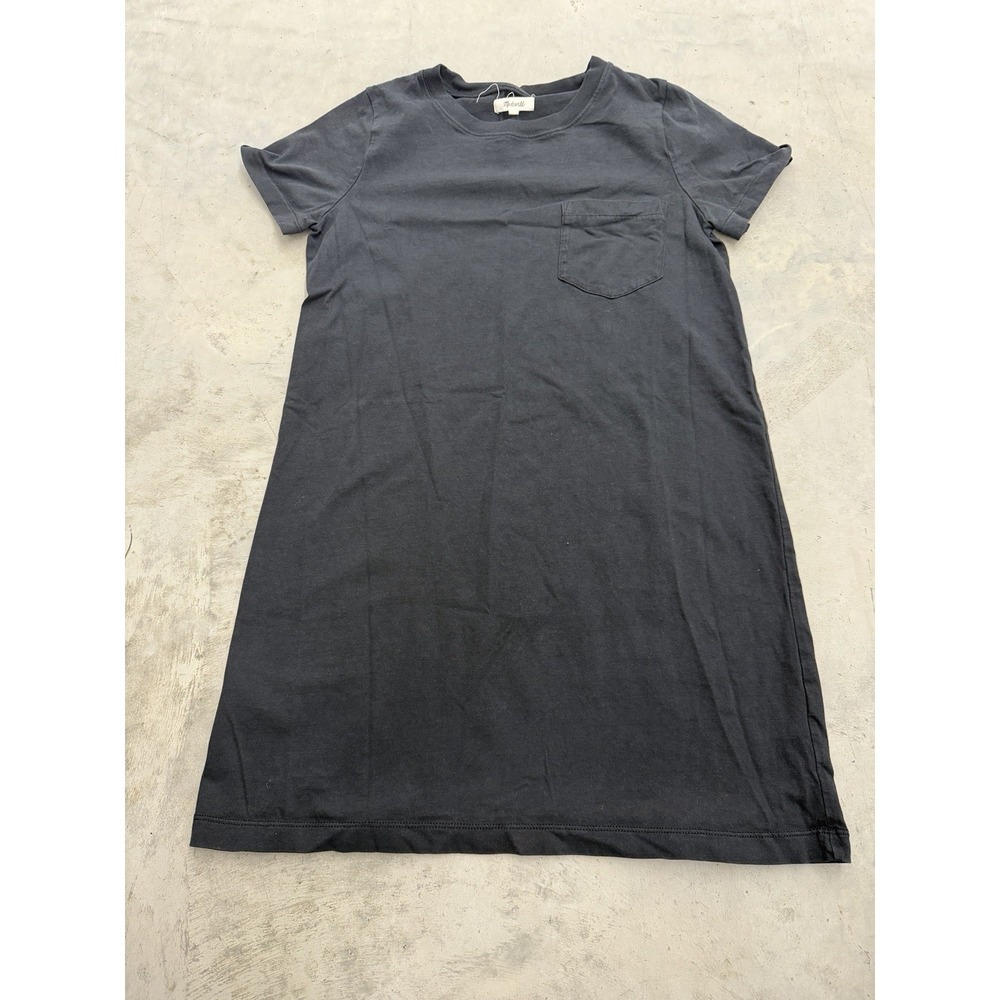 Madewell T-Shirt Dress Women's 100% Cotton Black Crewneck W/ Pocket Size Medium